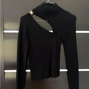 Zara Turtleneck Cut Out Ribbed Knit top